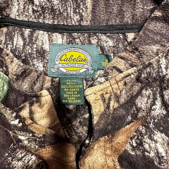 Cabela’s Outdoor Gear Camo Fleece Long Sleeve Henley – Brown/Green – Size M - Picture 3 of 5